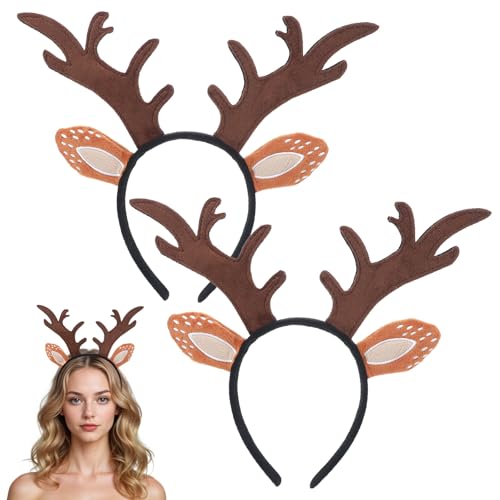 2 Stk Weihnachts Stirnband,Haarreif Weihnachten Geweih,Weihnachtsbaum Geweih Haarreif,Rentier Geweih Stirnband,Weihnachts Party Haarschmuck Weihnachts Kopfschmuck Damen,für Weihnachten Kostüme Zubehör von Thinp