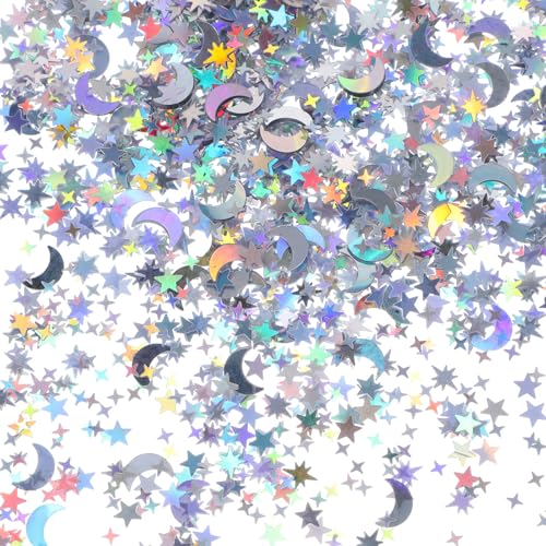 Thinp 2000Stk Glitzer Deko Konfetti,Konfetti Geburtstag Deko,Sterne Mond Konfettis Silber Hochzeit Deko,Sterne Konfettis Pailletten Streudeko,für Geburtstage Jubiläen Partys DIY Hochzeit Handwerk Deko Thinp 2000Stk Glitzer Deko Konfetti,Konfetti Geburtstag Deko,Sterne Mond Konfettis Silber Hochzeit Deko,Sterne Konfettis Pailletten Streudeko,für Geburtstage Jubiläen Partys DIY Hochzeit Handwerk Deko von Thinp