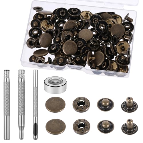 Thinp 24 Sets Druckknöpfe,Metall Druckknopf Set,Metallknöpfe mit 4 Druckknöpfe Installationswerkzeuge,Kupfer Druckknöpfe,Kleidung Druckknopf,für Leder Kleidung Jacken Jeans Brieftasche Handtasche Thinp 24 Sets Druckknöpfe,Metall Druckknopf Set,Metallknöpfe mit 4 Druckknöpfe Installationswerkzeuge,Kupfer Druckknöpfe,Kleidung Druckknopf,für Leder Kleidung Jacken Jeans Brieftasche Handtasche von Thinp