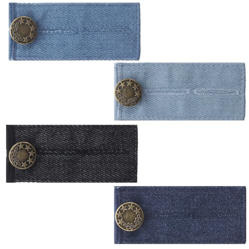 Thinp Knopfverlängerung für Jeans, verstellbare Denim-Bundverlängerung mit Metallknöpfen, elastische Jeansknopfverlängerung für Damen, Herren, Hosen, und Rock (4 Farben) von Thinp