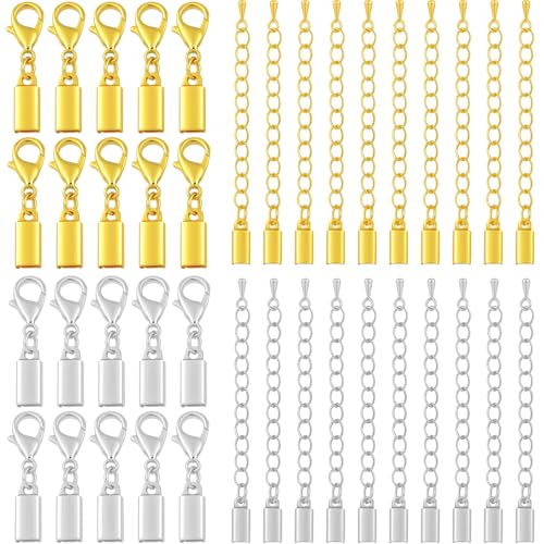 Thinp Kordel-Endkappen mit Karabinerverschlüssen, Edelstahl-Kordelenden für Schmuckherstellung, Halskettenschnüre mit Verschluss, Schmuckherstellung, Kordelenden für selbstgemachte Armbänder Thinp Kordel-Endkappen mit Karabinerverschlüssen, Edelstahl-Kordelenden für Schmuckherstellung, Halskettenschnüre mit Verschluss, Schmuckherstellung, Kordelenden für selbstgemachte Armbänder von Thinp