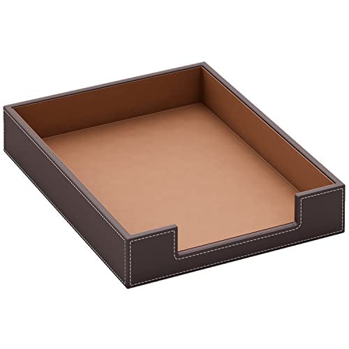 THIPOTEN Leder-Briefablage, eleganter Schreibtisch-Organizer für Bürobedarf, Post, Papier, Akten, Zeitschriften, perfekte Büro-Organisation für den Schreibtisch (braun) von Thipoten