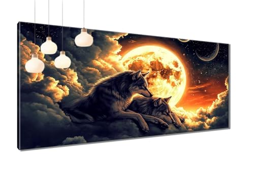 5D Diamond Painting Erwachsene Wolf, Diamant Painting Bilder Mond, DIY Cross Stickerei Malerei Kits, Runden Full Drill Mosaikherstellung Bastelset Erwachsene für Wand Dekor Geschenke 70x140 cm T3-1160 5D Diamond Painting Erwachsene Wolf, Diamant Painting Bilder Mond, DIY Cross Stickerei Malerei Kits, Runden Full Drill Mosaikherstellung Bastelset Erwachsene für Wand Dekor Geschenke 70x140 cm T3-1160 von Thooaixy