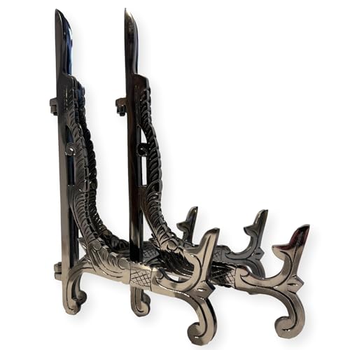 Thorness Große Metall-Staffelei, 25,4 cm, Antik-Nickel-Finish, Tellerhalter, Präsentationsständer, Metallrahmenhalter für Foto, Bilder, dekorative Teller, 25 cm (H) x 15 cm (tief) von Thorness