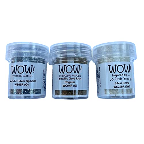 Wow! 3-teilige Präge-Glitzer-Winterkollektion | 3 x 15 ml Töpfe | Silber Sparkle Silver Snow und Metallic Gold Rich | Befreien Sie Ihre Kreativität und verbessern Sie Ihre Kartengestaltung funkeln von Thorness