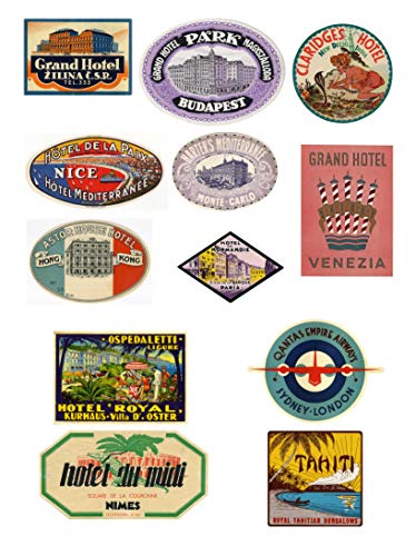 Thorpe Signs Kofferetiketten im Vintage-Stil, 12 Stück, Vinyl, 3 von 5 Stück, für Reisekoffer, Hotel Thorpe Signs Kofferetiketten im Vintage-Stil, 12 Stück, Vinyl, 3 von 5 Stück, für Reisekoffer, Hotel von Thorpe Signs