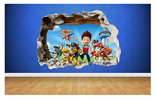 Wandaufkleber, 3D-Design Paw Patrol, sieht aus wie Wanddurchbruch, für Kinderzimmer, Vinyl, Vinyl, Large: 81cm x 58cm Wandaufkleber, 3D-Design Paw Patrol, sieht aus wie Wanddurchbruch, für Kinderzimmer, Vinyl, Vinyl, Large: 81cm x 58cm von Thorpe Signs