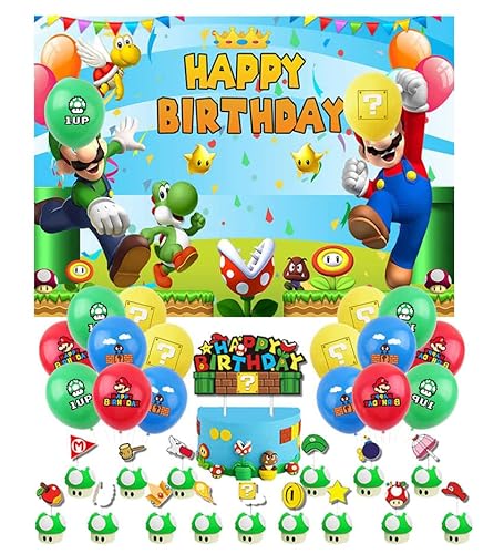 Geburtstags Mario Luftballon Geburtstag Girlande Super Brother Hintergrund Banner Kindergeburtstage Dekorationen von Thotiy