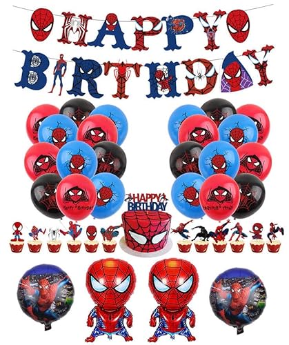 Superhelden Geburtstags Luftballon Deko Spider Folienballons Kindergeburtstage Dekorationen Tortenaufsätze Partydekorationen von Thotiy