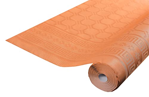 Pronappe Tischdecke R482585I Einweg-Tischdecke aus Damastpapier Länge 25m Breite 1,20m (pro Rolle) Farbe Mandarine Damastpapier mit universellem Muster schick und klassisch von Thouy