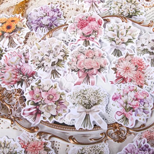 40 Stück Blumenförmiges Scrapbook-Papier, Spiegel, dekoratives Papier, ästhetisches Schreibwaren, Journaling-Zubehör, Scrapbooking, zum Schreiben, Reisetagebuch, DIY, Kunsthandwerk von Thrcat