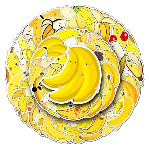 Bananen-Aufkleber, 50 Stück, wasserdichte Aufkleber für Skateboard, Laptop, Handyhüllen, Gitarren, Kühlschrank, Tasse, Fahrräder, Aufkleber-Set für Kinder, Jugendliche, Erwachsene Bananen-Aufkleber, 50 Stück, wasserdichte Aufkleber für Skateboard, Laptop, Handyhüllen, Gitarren, Kühlschrank, Tasse, Fahrräder, Aufkleber-Set für Kinder, Jugendliche, Erwachsene von Thrcat
