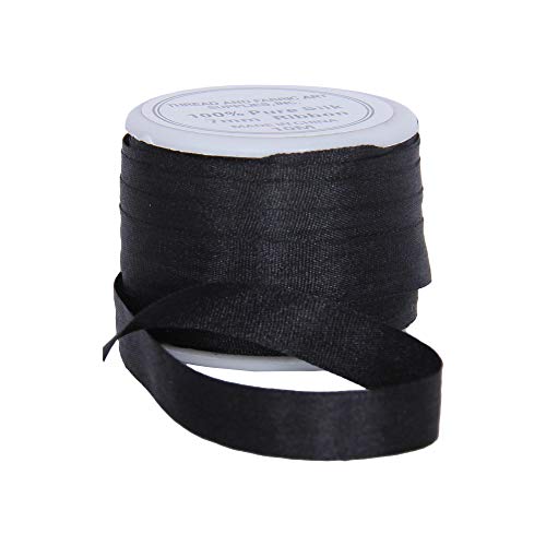 Seidenband – 2 mm, 4 mm, 7 mm, 13 mm breiten – 50 Farben 7mm schwarz von Threadart
