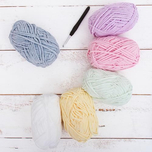ThreadArt Chenille-Garn-Set zum Häkeln, Stricken, Amigurumi, superweiches Plüsch-Samtgarn, Frosting-Farben, Packung mit 6 Knäueln, 50 g, 60 Yds #5 flauschige Garnknäuel – Plüschgarn ThreadArt Chenille-Garn-Set zum Häkeln, Stricken, Amigurumi, superweiches Plüsch-Samtgarn, Frosting-Farben, Packung mit 6 Knäueln, 50 g, 60 Yds #5 flauschige Garnknäuel – Plüschgarn von Threadart