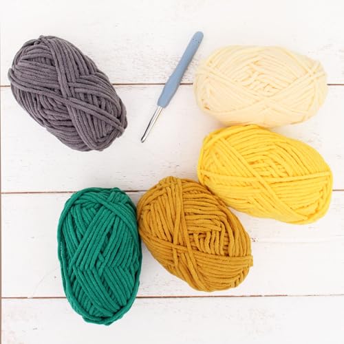 ThreadArt Chenille-Garn-Set zum Häkeln, Stricken, Amigurumi, superweiches Plüsch-Samtgarn, Narzissenfarben, Packung mit 5 Knäueln, 50 g, 60 Yds #5 flauschige Knäuel – Plüschgarn ThreadArt Chenille-Garn-Set zum Häkeln, Stricken, Amigurumi, superweiches Plüsch-Samtgarn, Narzissenfarben, Packung mit 5 Knäueln, 50 g, 60 Yds #5 flauschige Knäuel – Plüschgarn von Threadart