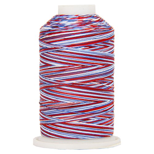 Threadart Mehrfarbiges Garn aus 100% Baumwolle, verschiedene Farben zum Quilten, Nähen und Sticken, patriotisch, 40/3 W – 600 m Kegel, langstapelig, fusselarm, 0119 von Threadart