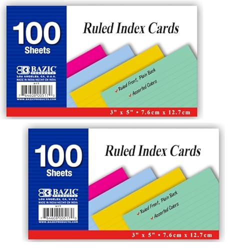 Buntes Karteikarten-Set – 12,7 x 7,6 cm – 200 Stück Buntes Karteikarten-Set – 12,7 x 7,6 cm – 200 Stück von Three Leaf