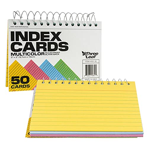 ThreeLeaf Spiral Bound Colored Index Card Books, 3x5-Inch, Ruled, Perforated, Assorted Bright Colors, 50 Cards per Book ThreeLeaf Spiral Bound Colored Index Card Books, 3x5-Inch, Ruled, Perforated, Assorted Bright Colors, 50 Cards per Book von Three Leaf
