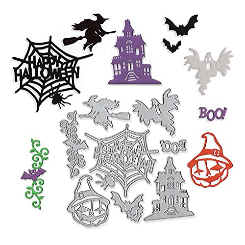 Happy Halloween Spide Web Metall-Stanzschablonen, Hexe, Fledermaus, Kürbis, Burg, Muster, Stanzformen für Kartenherstellung, Prägeschablone, DIY, Scrapbooking, DIY, Papierkarten, Geschenk, DIY Happy Halloween Spide Web Metall-Stanzschablonen, Hexe, Fledermaus, Kürbis, Burg, Muster, Stanzformen für Kartenherstellung, Prägeschablone, DIY, Scrapbooking, DIY, Papierkarten, Geschenk, DIY von Threetols