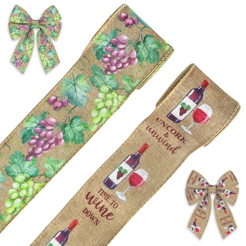 Threetols 2 Rollen 9,1 m Bauernhof-Bänder mit Drahtrand, 6,3 cm, Bauernhaus-Dekor, Geschenkband, Weinkork, Jute, Stoff, Bastelband für Herbst, Urlaub, Basteln, Kranz, Schleife, Dekoration Threetols 2 Rollen 9,1 m Bauernhof-Bänder mit Drahtrand, 6,3 cm, Bauernhaus-Dekor, Geschenkband, Weinkork, Jute, Stoff, Bastelband für Herbst, Urlaub, Basteln, Kranz, Schleife, Dekoration von Threetols