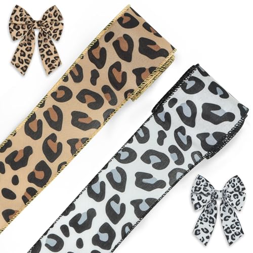 Threetols 2 Rollen 9,1 m Leopardenmuster Drahtkante Bänder 6,3 cm Gepardenbraun Dekor Wickelband Tierdruck Jutestoff Bastelband für Weihnachten Urlaub DIY Handwerk Kranz Schleife Dekor Threetols 2 Rollen 9,1 m Leopardenmuster Drahtkante Bänder 6,3 cm Gepardenbraun Dekor Wickelband Tierdruck Jutestoff Bastelband für Weihnachten Urlaub DIY Handwerk Kranz Schleife Dekor von Threetols