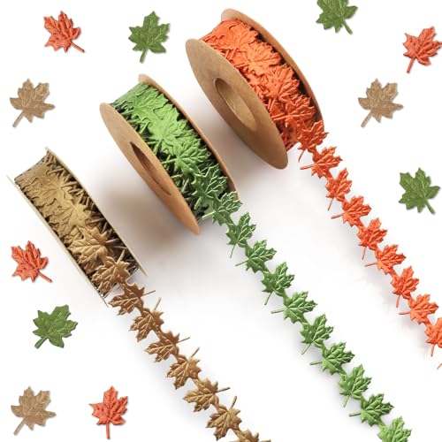 Threetols 3 Rollen 12,7 m Herbstbänder, grün-braun-orange, Thanksgiving-Bänder, Ahornblatt-Form, Bastelbänder, Verzierung für Geschenkverpackungen, Herbst-Party-Dekoration Threetols 3 Rollen 12,7 m Herbstbänder, grün-braun-orange, Thanksgiving-Bänder, Ahornblatt-Form, Bastelbänder, Verzierung für Geschenkverpackungen, Herbst-Party-Dekoration von Threetols