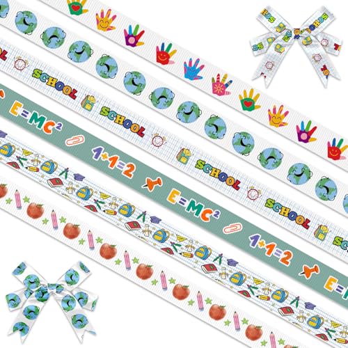 Threetols Ripsbänder für Schulanfang, 0,95 cm, Ripsband, blau, weiß, Globus, Apfelstift, ABC, Geschenkverpackung, für Schule, Klasse, Lehrer, Kindergarten, Partyzubehör, 6 Rollen Threetols Ripsbänder für Schulanfang, 0,95 cm, Ripsband, blau, weiß, Globus, Apfelstift, ABC, Geschenkverpackung, für Schule, Klasse, Lehrer, Kindergarten, Partyzubehör, 6 Rollen von Threetols