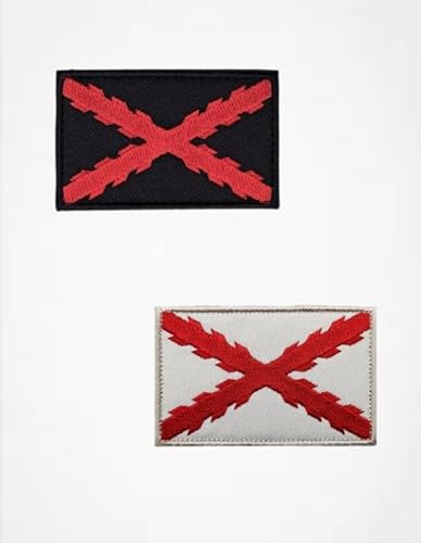 Packung mit 2 Patches mit Burgunder-Kreuz – Andreas-Flügel, bestickt, Militär-Aufnäher für taktische Rucksäcke, Uniformen und historische Sammlerstücke (Weiß und Schwarz) von Thulander