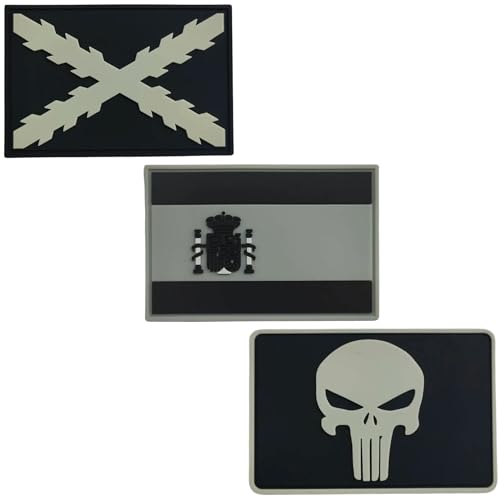 Thulander Pack mit 3 Patches Militär-Rucksack PVC Patch Flagge Spanien Militär Drittel Spanisch Punisher Personalisieren Sie Ihren taktischen Rucksack Militärausrüstung Airsoft von Thulander