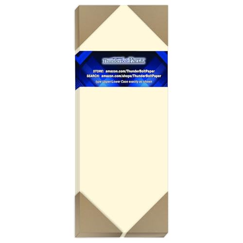 100 natürliche glatte Kartonbögen, 10,7 x 27,9 cm, halbe Buchstabengröße, geschnitten lang, 80# Deckgewicht, Qualitätspapier, glatte Oberfläche von ThunderBolt Paper
