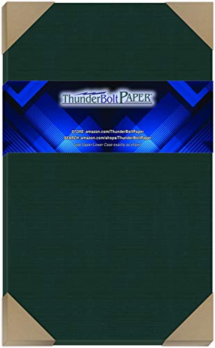 25 Dark Green Linen 80# Cover Paper Sheets - 8.5 X 14 (8.5X14 Inches) Legal|Menu Size - 80 lb/pound Card Weight - Fine Linen Textured Finish - Deep Dye Quality Cardstock by ThunderBolt Paper von ThunderBolt Paper