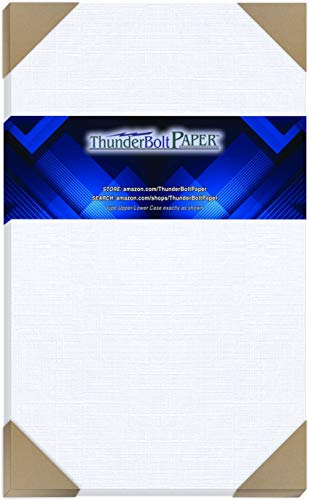 50 Sheets Bright White Fine Linen 80lb Cover Stock Paper 8.5 X 14 Inches Legal Size 80# Cardstock by ThunderBolt Paper by ThunderBolt Paper von ThunderBolt Paper