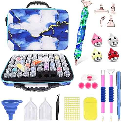 ThxMadam Diamanten Malerei Koffer Diamanten Stickerei Kit Zubehör Organizer mit 60 Aufbewahrung Kasten Behälter und Werkzeug Stift Klebstoff für 5D Art Diamond Painting für Kinder und Erwachsene von ThxMadam