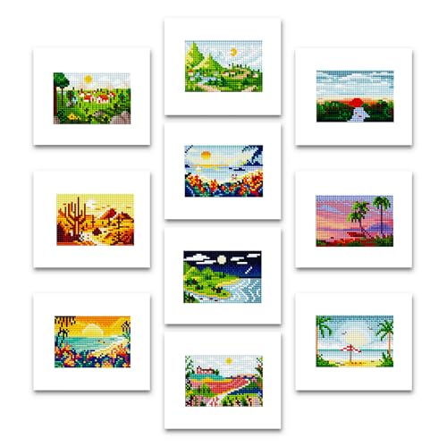 ThxMadam 10 Pcs Small Diamond Art Set, Landscape Mini Diamond Painting Kits for Adults Beginners, Scenery Diamond Painting Pictures, Gem Art for Home Wall Desktop Decor, 15 * 20cm von ThxMadam