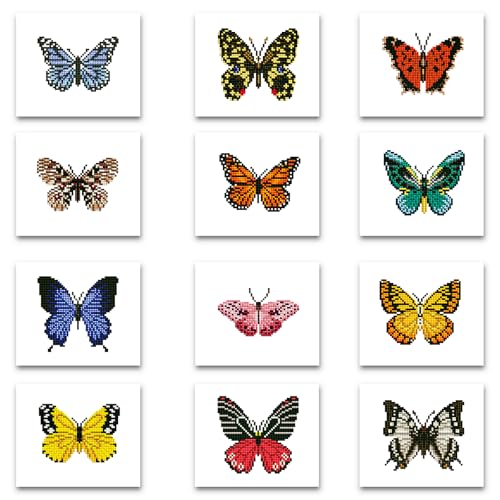 ThxMadam 12 Pcs Butterfly Small Diamond Art Set, Mini Diamond Painting Kits for Adults Beginners, Butterfly Diamond Painting Pictures, Gem Art for Home Wall Desktop Decor, 15 * 20cm von ThxMadam