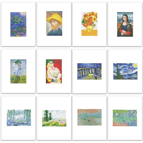 ThxMadam 12 Pcs Meisterwerke Small Diamond Art Set, Mini Diamond Painting Kits for Adults Beginners, Meisterwerke Diamond Painting Pictures, Gem Art for Home Wall Desktop Decor, 15 * 20cm von ThxMadam