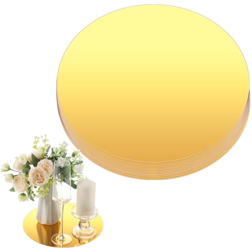 Thyle 12 Stück 30,5 cm runde Acrylspiegel für Tischaufsätze, Kreisspiegel, Kerzenteller für Wand, Hochzeit, Tischdekoration, Weihnachtsdekoration, Dicke 1 mm (Gold) von Thyle