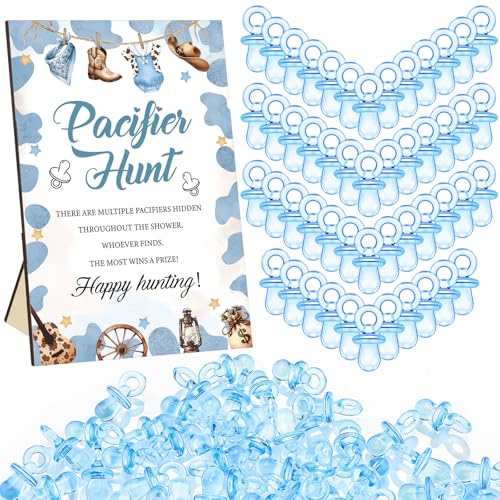Thyle Schnullerjagd, Babyparty-Spiele, inklusive Jagdschild und 50 Acryl-Schnuller für Babyparty, Spieldekoration, Geschenksets, Party-Dekoration (Cowboy) von Thyle