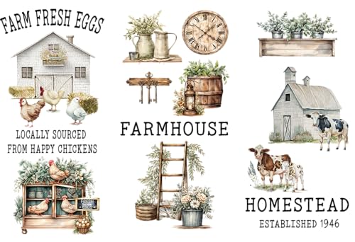 Thymeless Designs (Farmhouse) Transferfolie für Handwerk und Möbel, 3 Designbögen, 15,2 x 30,5 cm, Heimdekor-Transfer, Möbel- und Bastelaufkleber, 3 Stück von Thymeless Designs