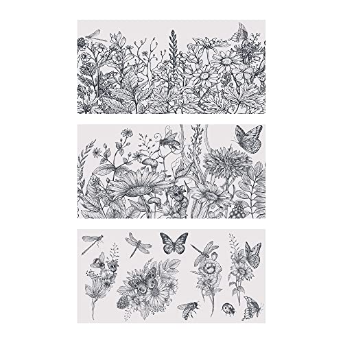 Thymeless Designs (Midnight Meadow) zum Aufreiben für Basteln und Möbel, 3 Designbögen, 15,2 x 30,5 cm, Heimdekor-Transfers, Möbel- und Bastelaufkleber, Motiv "Midnight Meadow" von Thymeless Designs