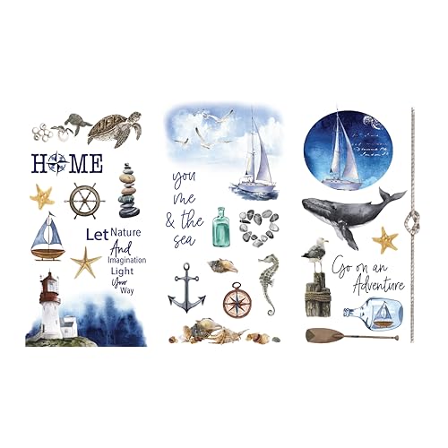Thymeless Designs Deko-Aufkleber für Handwerk und Möbel, 3 Designbögen, 15,2 x 30,5 cm, Heimdekor-Transfer, Möbel- und Bastelaufkleber, von Thymeless Designs (nautical) von Thymeless Designs