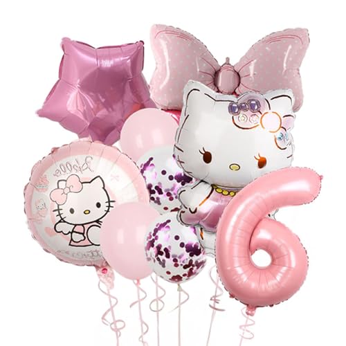 Cartoon Party Ballons, Niedliche Zahl 6 Ballon, Rosa Thematische Folienballons für Partydekorationen (Rosa6) von TiaJaMi