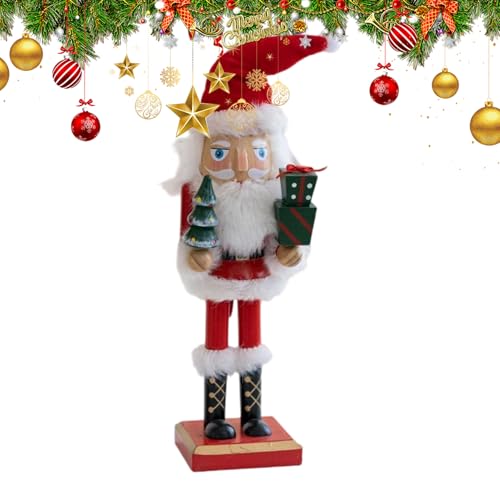Tiajingzi Nussknacker Weihnachts Spielzeug Figur,27cm Santa Nussknacker Holzfigur aus Holz - Festliche Tischdekoration Für Wohnzimmer Büro Hotel Schule Party von Tiajingzi
