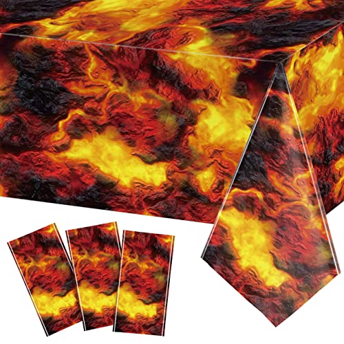 Tiamon Lava-Tischdecke, Feuerflamme, Vulkan-Tischdecke, Halloween-Tischdecke, Partyzubehör für Vulkan, Dinosaurier, Themenparty, Halloween, Lava-Spiel-Dekoration, 137 x 274 cm, 3 Stück von Tiamon