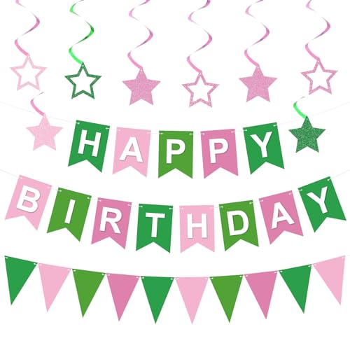 Tiamon Rosa und Grün Geburtstag Banner Party Dekorationen Hexe Thema Happy Birthday Banner Hängende Dreieck Flagge Girlande Swirl Glitzer Stern für Hexe Motto Party Supplies Prinzessin Hintergrund Tiamon Rosa und Grün Geburtstag Banner Party Dekorationen Hexe Thema Happy Birthday Banner Hängende Dreieck Flagge Girlande Swirl Glitzer Stern für Hexe Motto Party Supplies Prinzessin Hintergrund von Tiamon