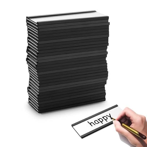 Tiamu 30 Pcs Magnetische Etikettenhalter Beschreibbar, C-Profil Magnetische Etikettenhalter mit Papiereinlage und Schutzfolie, Namensschilder Magnet für Metallregal, Kühlschränke und Whiteboard von Tiamu