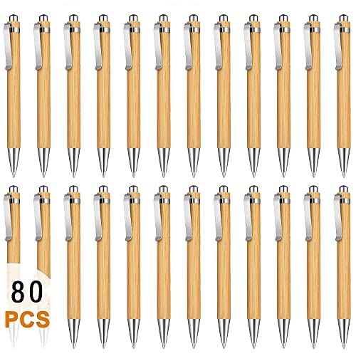 Tiamu 80Pcs Holzkugelschreiber Stifte Set, Personalisierter Kugelschreiber mit Gravur, kugelschreiber Blau, Kugelschreiber Schwarz, Hochwertig Kugelschreiber, Ballpoint Bürobedarf Schreibwaren von Tiamu