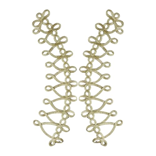 TiaoBug Handgefertigte Applique Patches Doppelbrüstige Knoten Knöpfe Schnur Stickerei Barock Appliques Gold 3 Einheitsgröße von TiaoBug