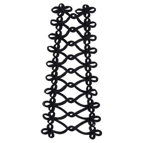 TiaoBug Handgefertigte Applique Patches Doppelbrüstige Knoten Knöpfe Schnur Stickerei Barock Appliques Schwarz 2 Einheitsgröße von TiaoBug