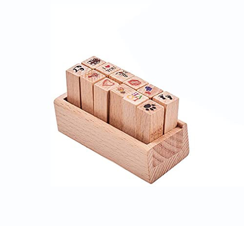 Tiardey 12 Stück Mini Cute Holzstempel DIY Tagebuch Scrapbook Stempel Set mit Holzkiste - Reise von Tiardey